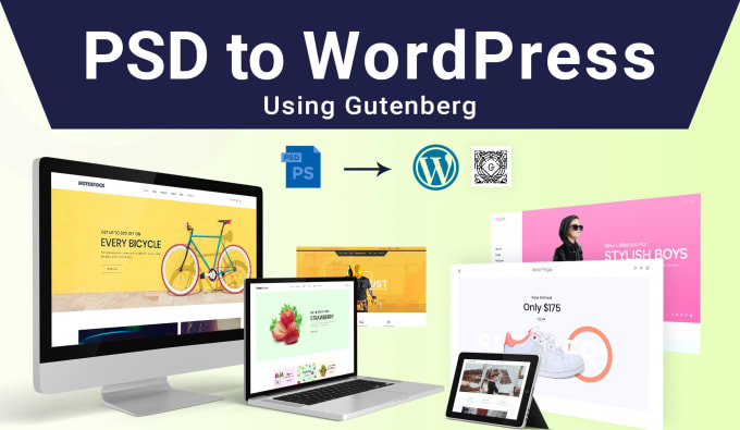 Gig Preview - Convert psd, xd to wordpress using gutenberg