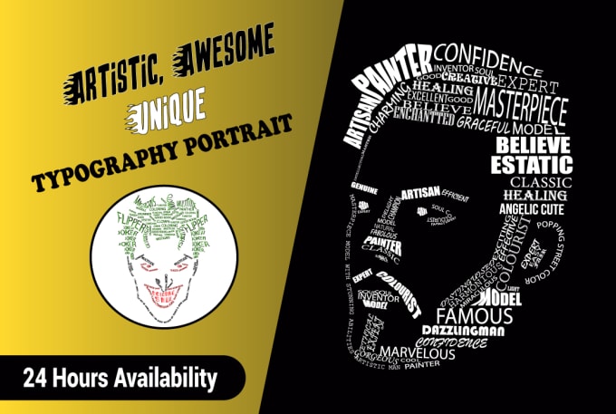 Gig Preview - Create artistic typography portrait with digital art