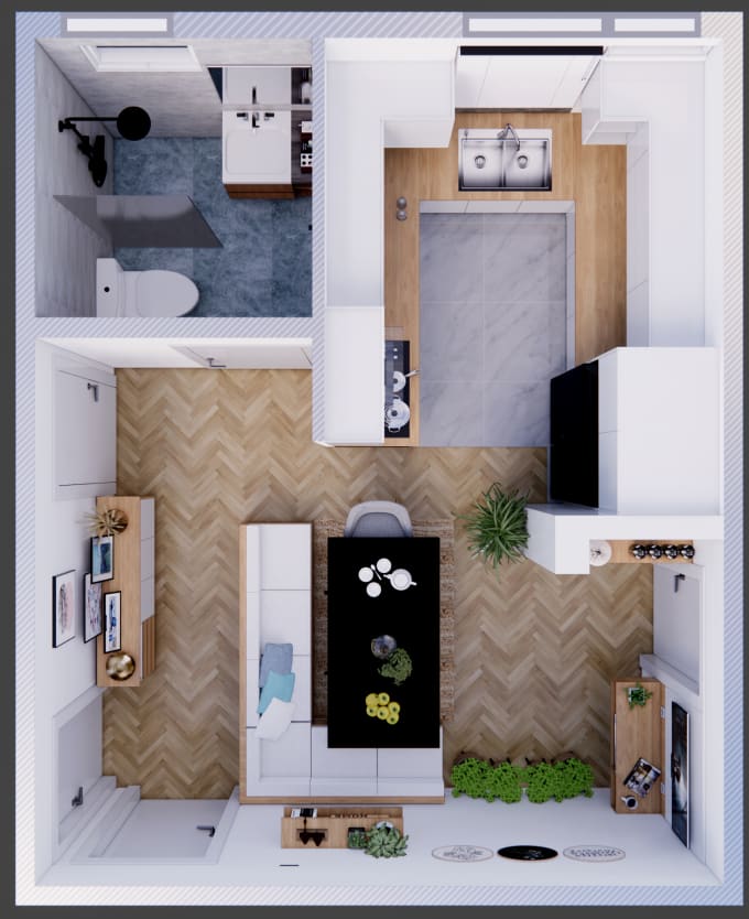 Gig Preview - Render the 2d,3d floorplan architectural interior