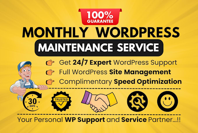 Gig Preview - Monthly maintain your wordpress site and provide tech help