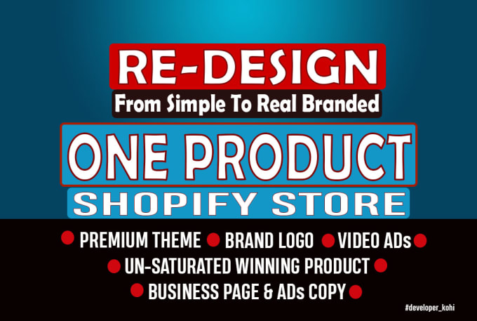 Gig Preview - Redesign one product shopify store, single product store