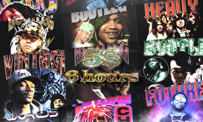 Gig Preview - Design high quality 90s vintage bootleg rap t shirts