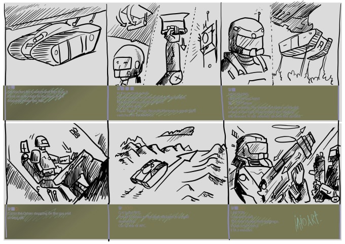 Gig Preview - The storyboard in pencil and in various styles