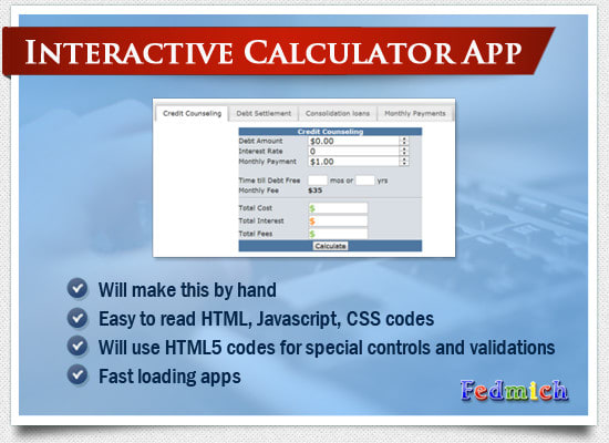 Gig Preview - Create an interactive online calculator page