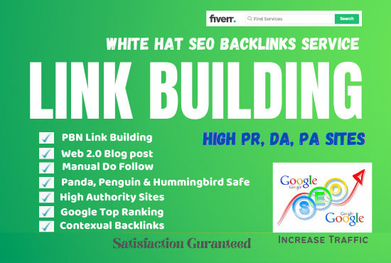 Gig Preview - Link building SEO, backlinks top da sites for google ranking