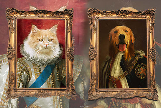 Bestseller - create custom royal pet portrait renaissance historical pet illustration