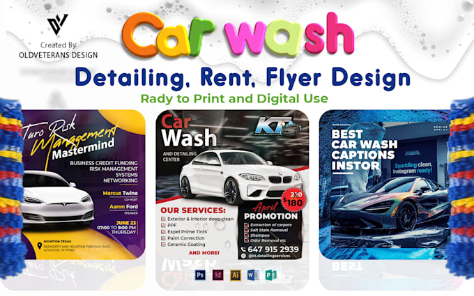 Gig Preview - Design automotive, auto repair, car flyer, car wash flyer, car rental