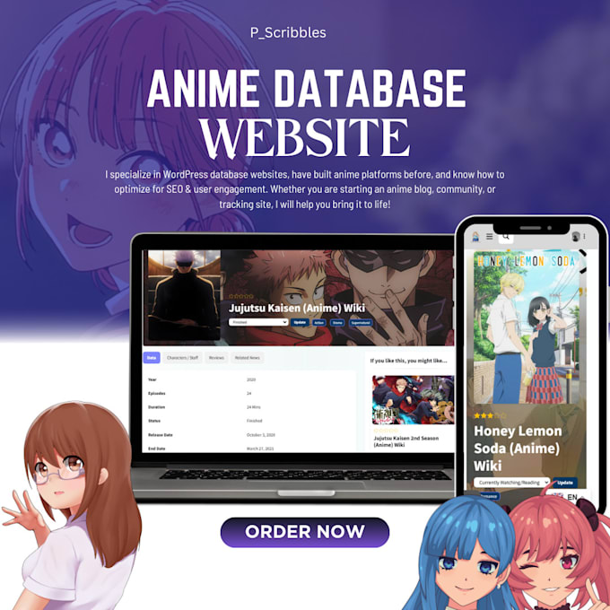 Gig Preview - Create an anime database website using wordpress, acf and anilist API