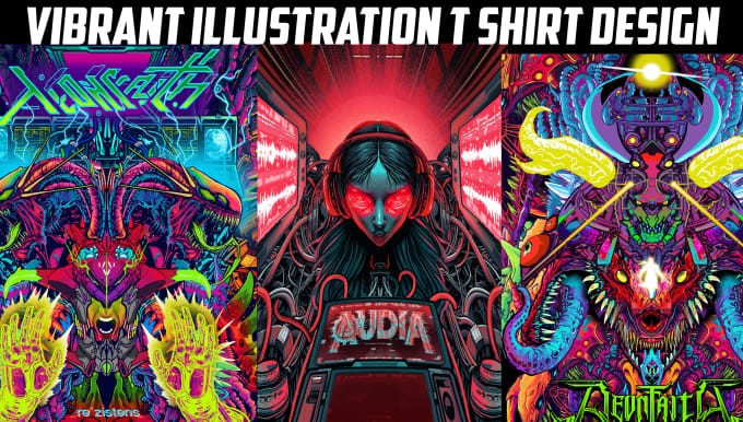 Gig Preview - Draw illustration cyberpunk pop vibrant color t shirt design