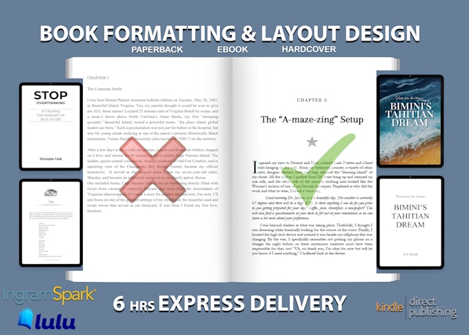 Gig Preview - Do paperback kindle ebook book formatting and layout design for amazon KDP