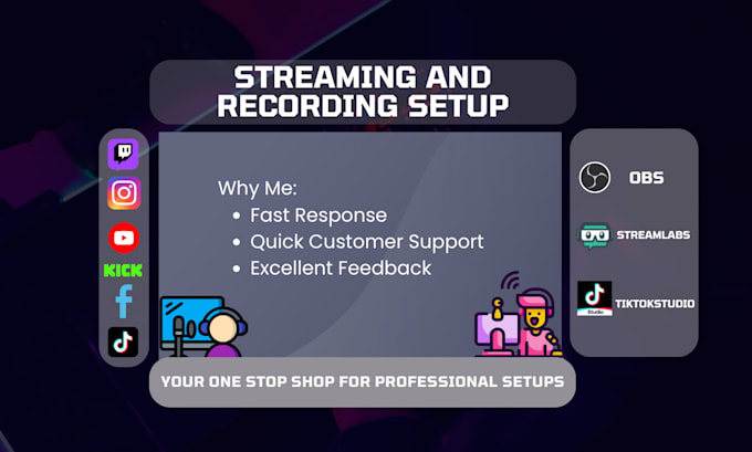 Gig Preview - Set up or fix streamlabs and obs for twitch youtube facebook or tiktok