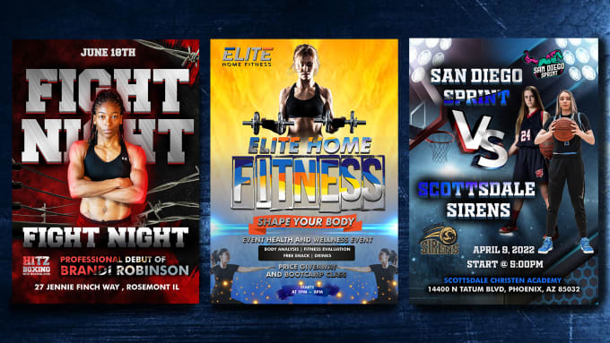 Gig Preview - Design  professional basketball, fitness, MMA, boxing sports poster