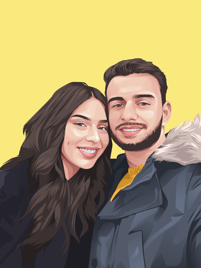 Gig Preview - Draw couple portrait illustration from your photo