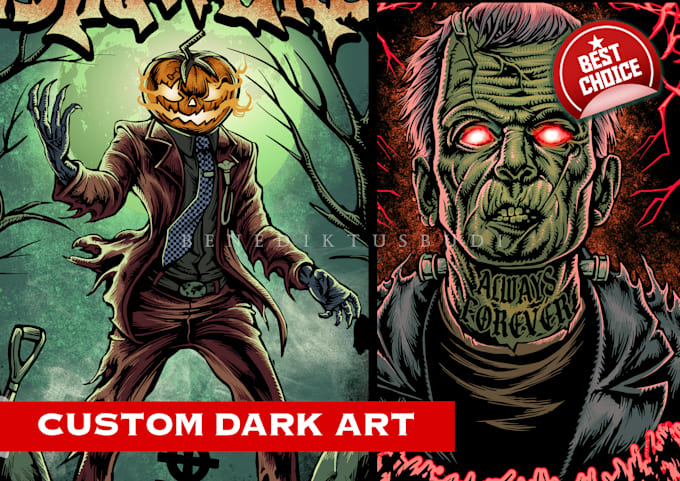 Gig Preview - Draw detailed dark art and heavy metal horror illustration