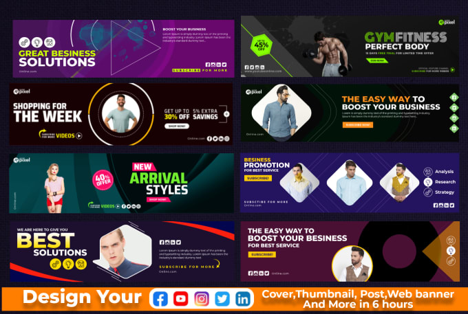 Gig Preview - Design creative facebook, youtube,linkedin,twitter cover,header or banner