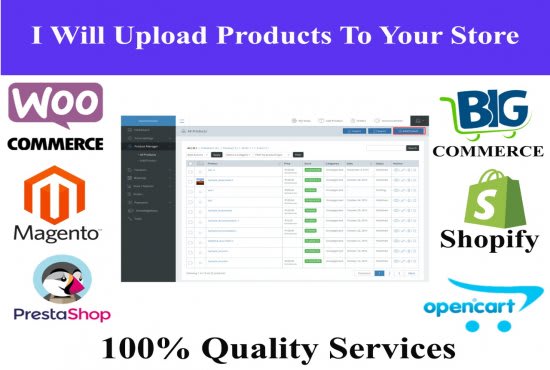 Gig Preview - Upload products or add products to shopify,opencart,prestashop and woocommerce