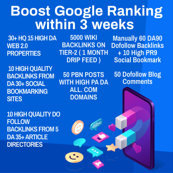 Gig Preview - Increase google ranking within 3 weeks SEO backlinks