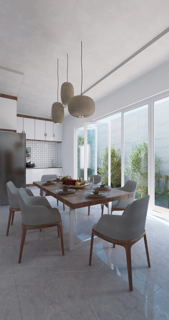 Gig Preview - Interior design kitchen in 3d render