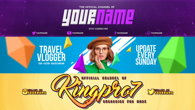 Gig Preview - Design a youtube banner,gaming banner,twitch banner,header