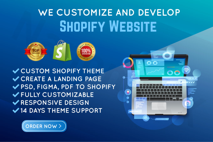 Gig Preview - Develop custom shopify theme do shopify bug fixes and redesign shopify website