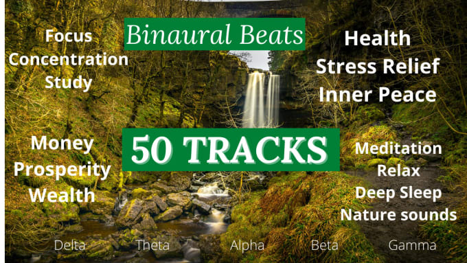 Gig Preview - Send 50 tracks with binaural beats with license for youtube meditation music