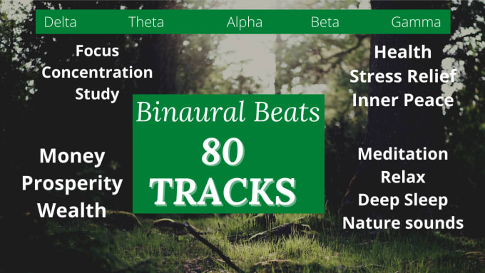 Gig Preview - Deliver 80 tracks meditation music with binaural beats delta theta alpha beta