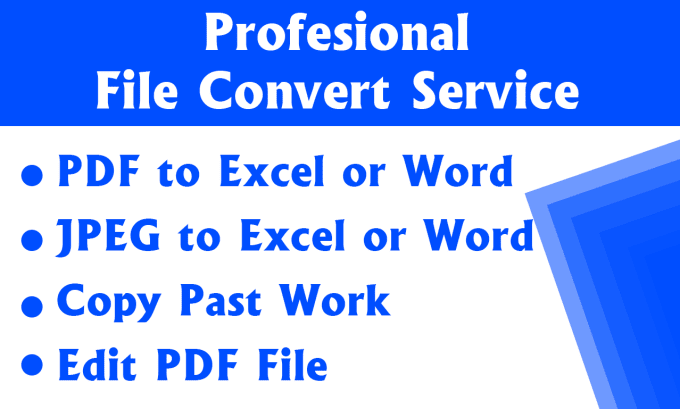 Gig Preview - Convert PDF to word, PDF to excel, jpg to word, jpg to excel