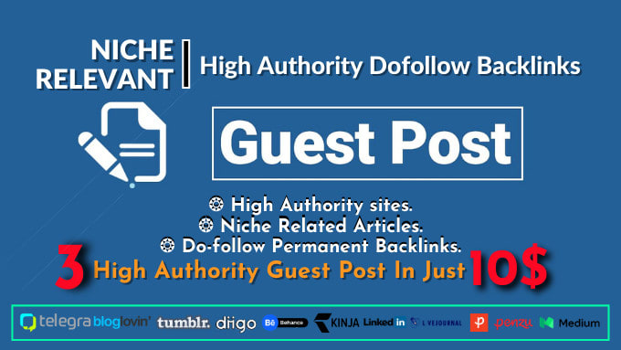 Gig Preview - Firstly indexable 15 HQ guest posts high authority permanent backlinks