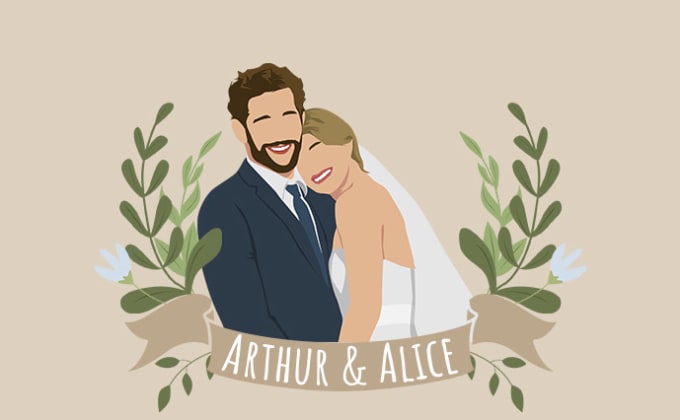 Gig Preview - Draw minimalist couple, family and wedding illustration