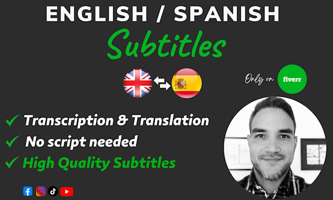 Bestseller - add subtitles to your video in english or spanish