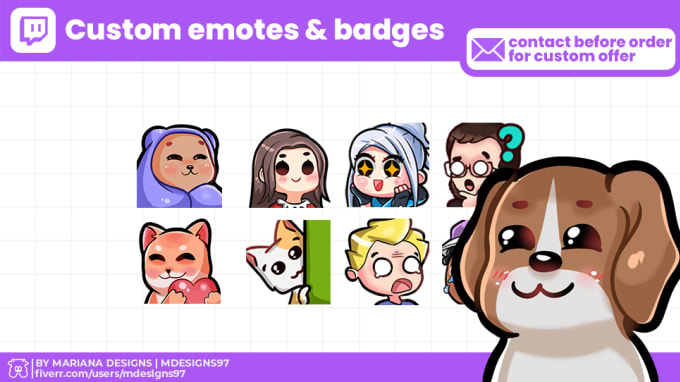 Gig Preview - Draw custom emotes and badges for twitch or discord