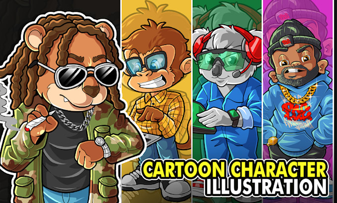 Gig Preview - Draw custom cartoon character illustration and mascot logo for your brand