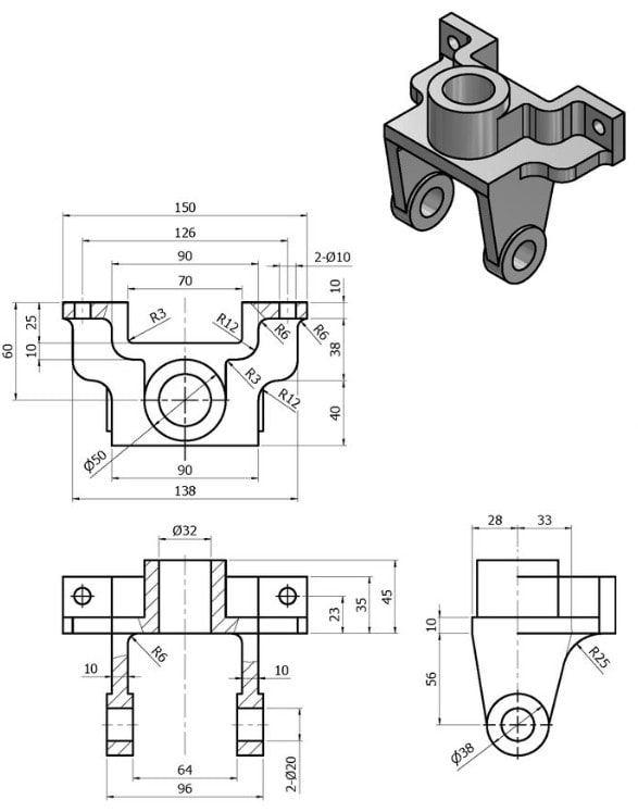 Gig Preview - Design 2d 3d mechanical part drawings in autocad