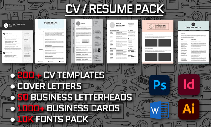 Gig Preview - Give you 100 cv, resume templates and bonus assets