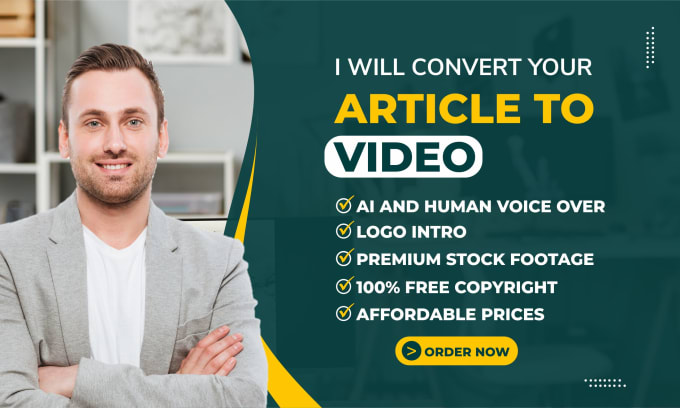 Gig Preview - Convert blog post, article or text to video with voice over