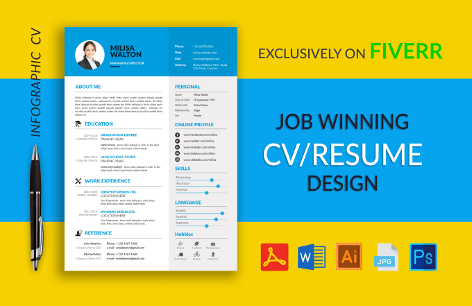 Gig Preview - Design a professional infographic CV resume and cover letter