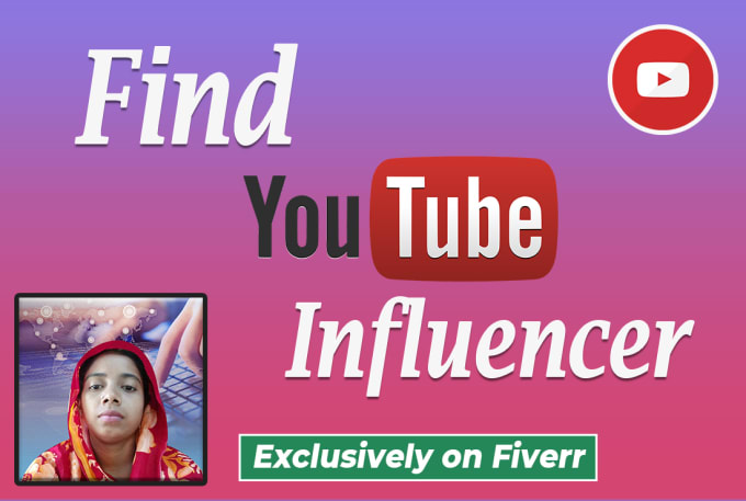 Gig Preview - Find youtube influencer based on your niche