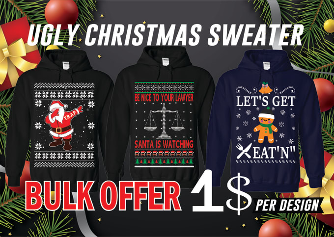 Gig Preview - Create bulk ugly christmas sweater and tshirt design