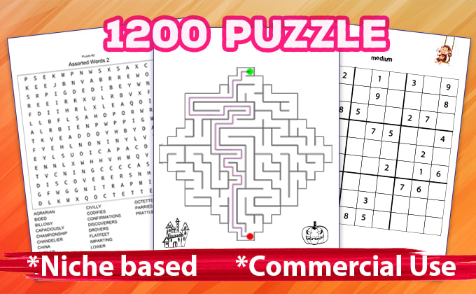 Gig Preview - Make sudoku, mazes and word search puzzles for kdp book