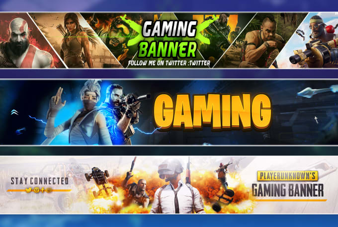 Gig Preview - Design a youtube banner, twitch, facebook, twitter, gaming banner, and logo