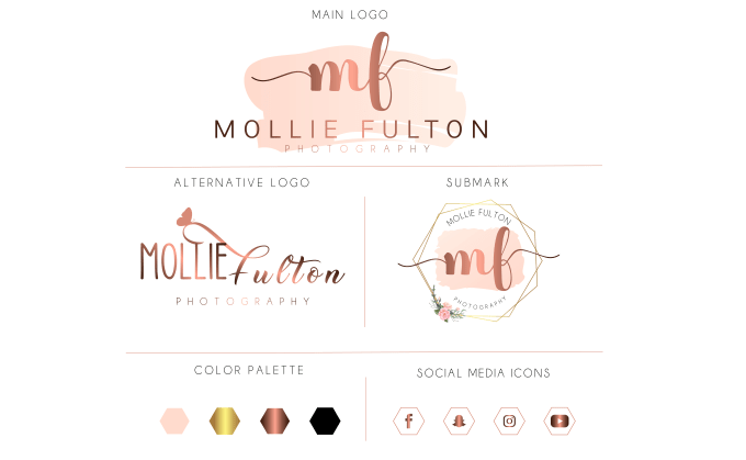 Gig Preview - Design a feminine watercolor signature logo with branding kit