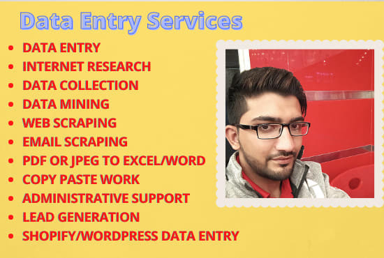 Gig Preview - Do fastest data entry in one day and internet research at low price