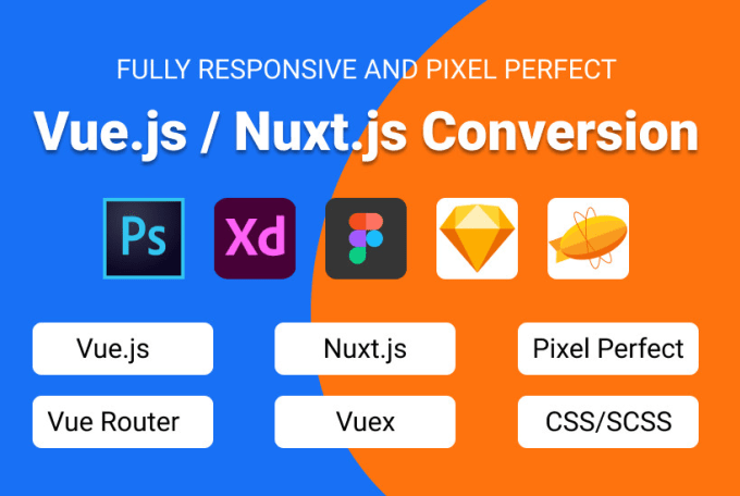 Gig Preview - Convert xd, figma to vue js, nuxt js app