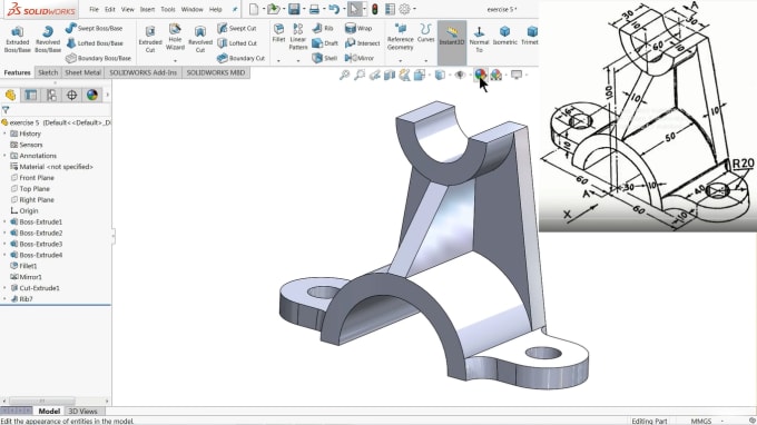 Gig Preview - Do 3d model and 2d drawing in solidworks, inventor, catia, creo, fusion 360