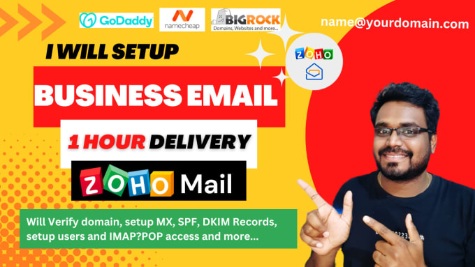 Gig Preview - Setup zoho mail for your domain within 1 hour