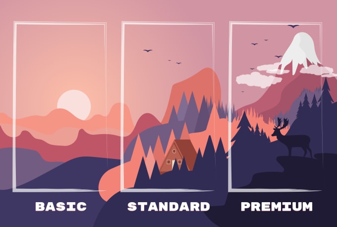 Bestseller - draw a flat vector landscape background illustration