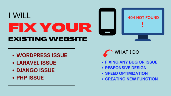 Gig Preview - Fix bug or responsive issue create new function on your existing website