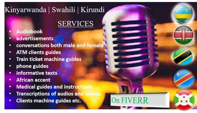 Bestseller - record professional kinyarwanda,kirundi and swahili voiceover