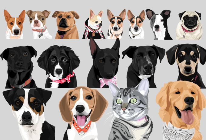 Gig Preview - Draw your dogs or any pets into cartoon portrait