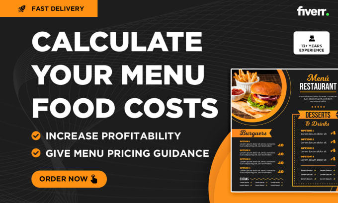 Gig Preview - Calculate the recipe and food cost for your restaurant menu